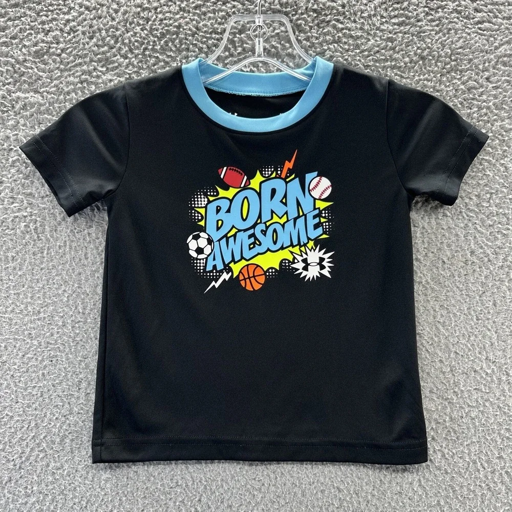 Under Armour T-Shirt Boys Size 2T  Black Short Sleeve Graphic T Shirt Boys 2T